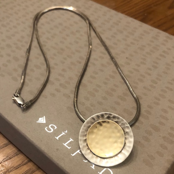 Vintage Silpada 14K Gold Plated Sterling Silver Pendant Snake Chain Necklace - Picture 8 of 13